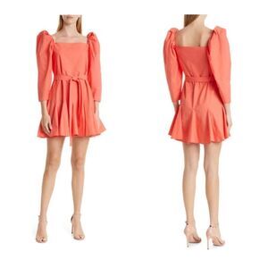 NWT Mille Anais Puff Sleeve Tie Waist Mini Dress in Melon $248